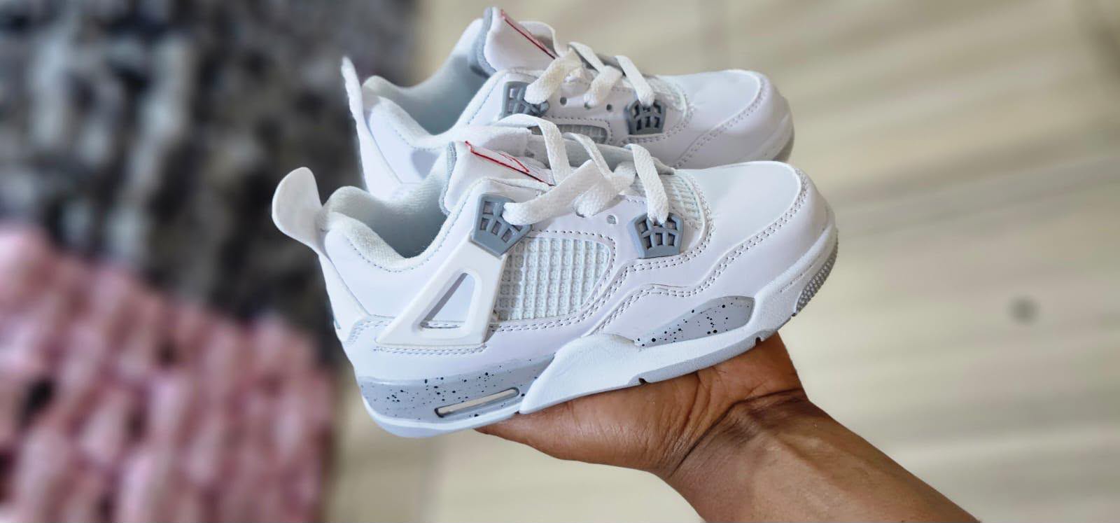 Jordan 4 Kids - White Grey