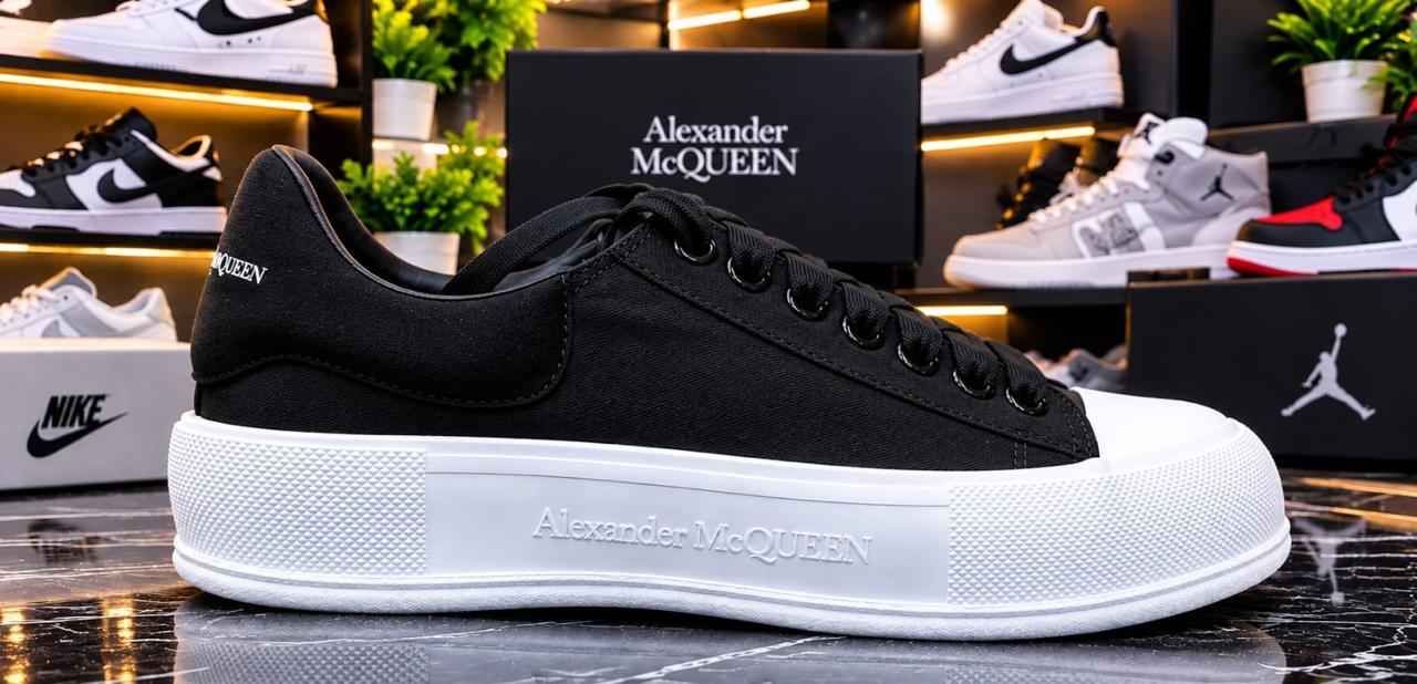 Alexander McQueen Deck Plimsoll - Black White Sole