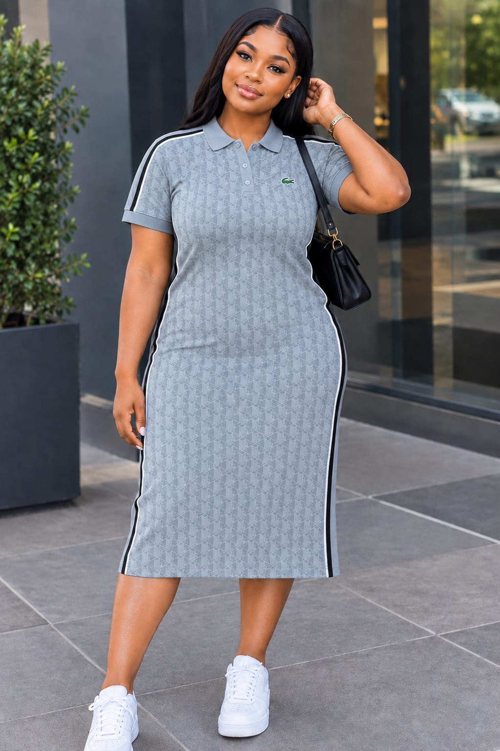 Lacoste Monogram Polo Dress - Grey