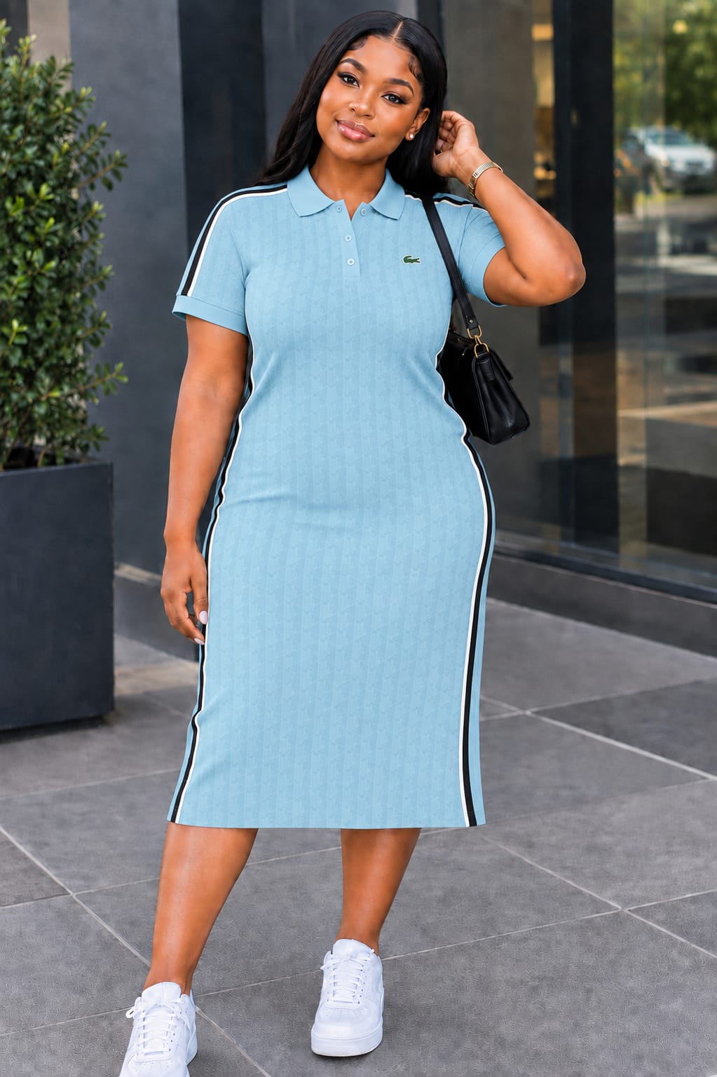 Lacoste Monogram Polo Dress - Light Blue