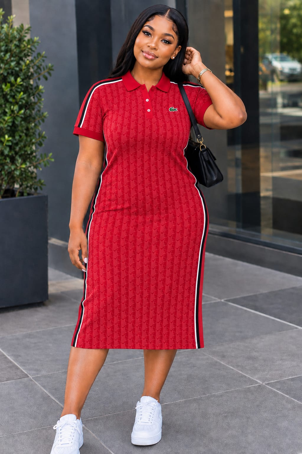 Lacoste Monogram Polo Dress - Red