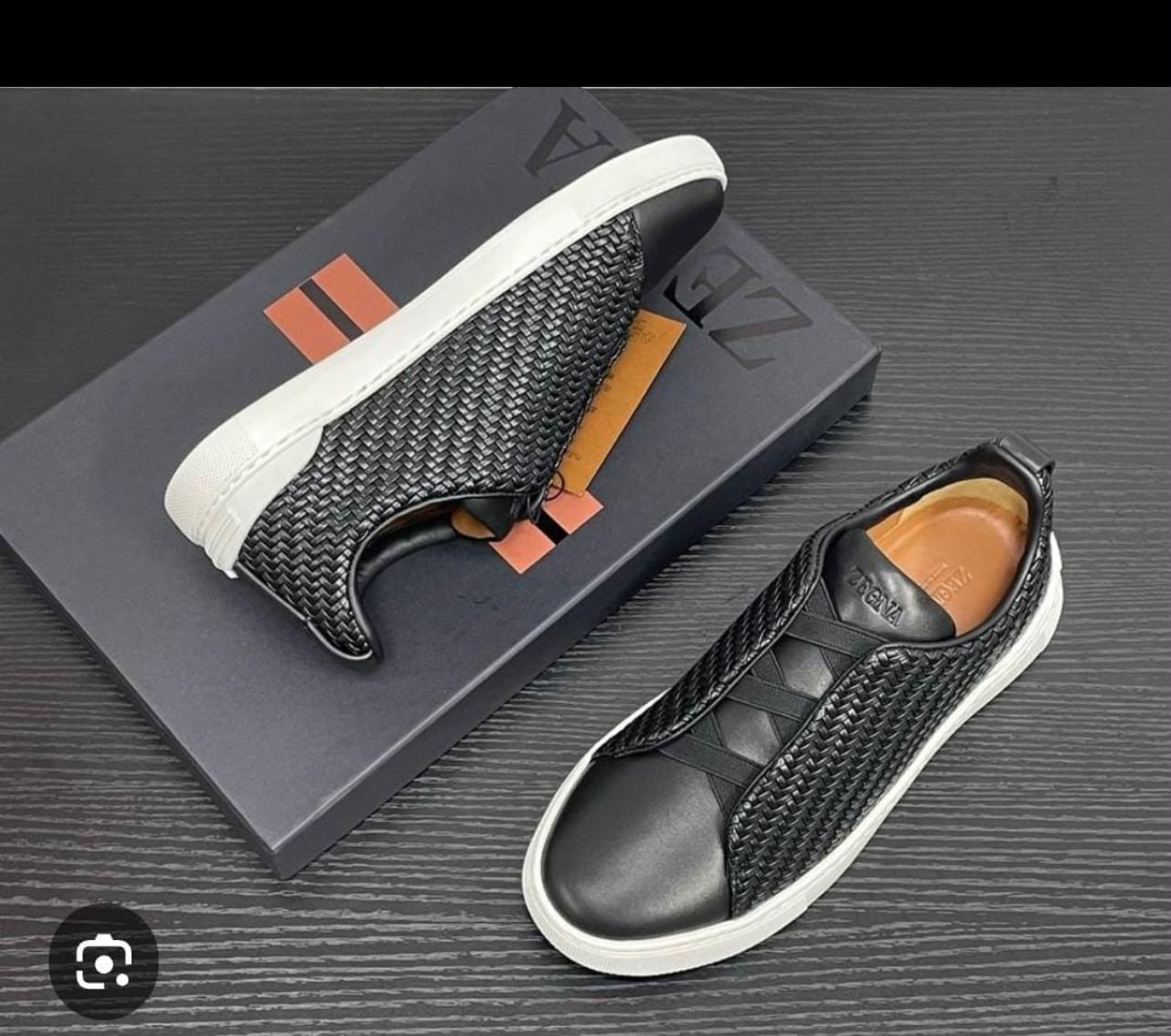 Zegna Triple Stitch Sneaker - Black Woven Leather